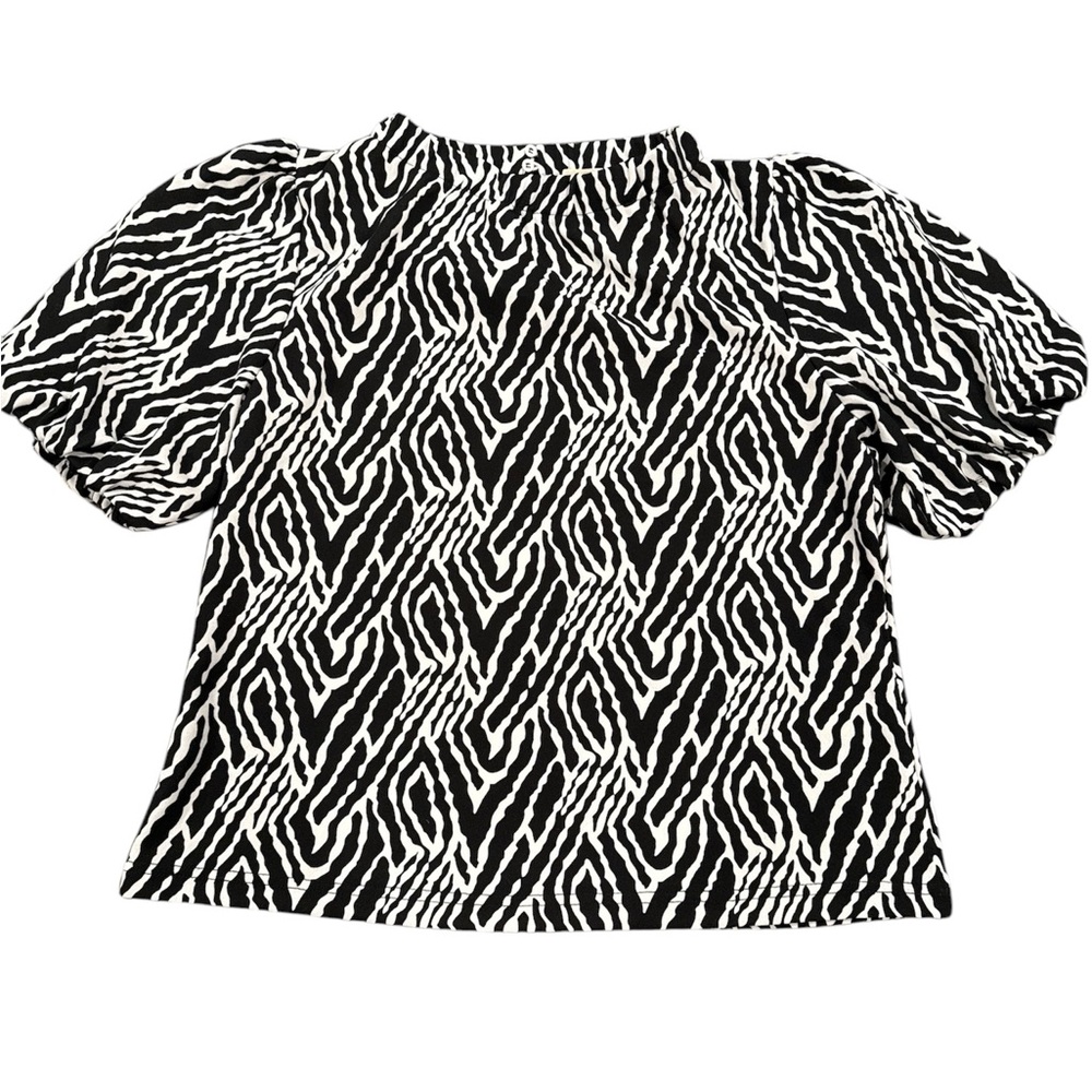 Melloday Mock Neck Puff Sleeve Top Sz S